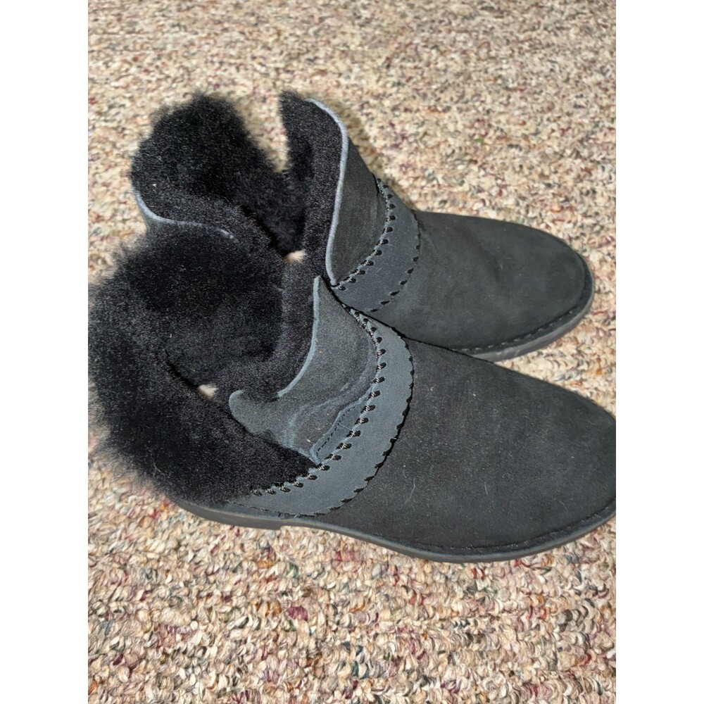 UGG Braiden Black Suede Sheepskin Lined Ankle Boots 1012358 Women's Size 7.5